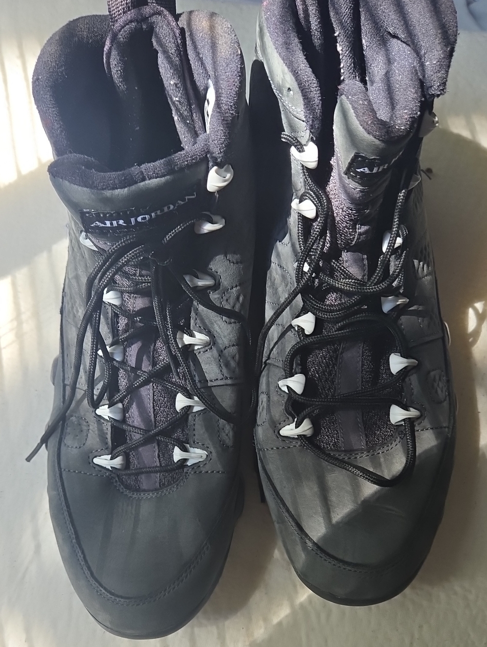 Jordan Women's Black Lace-Up High-Top Boots with White Accents